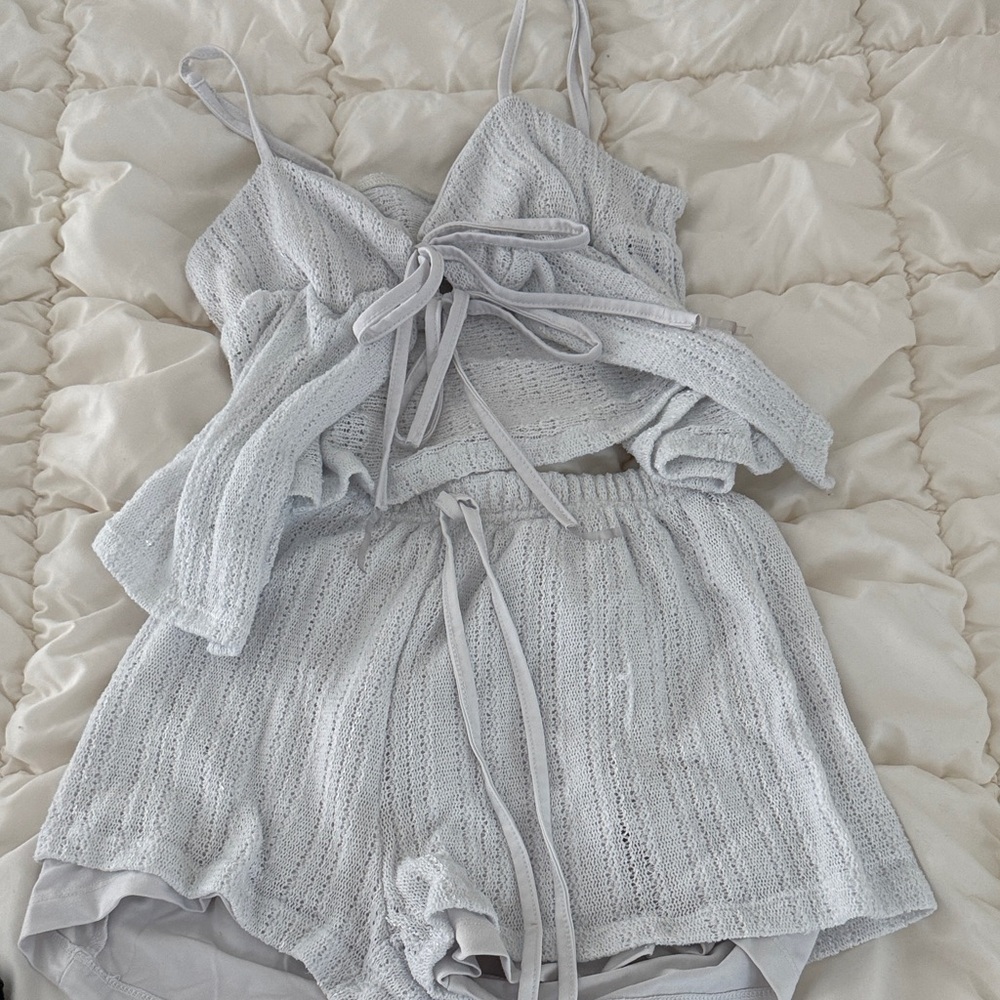 White Knit Two-Piece Set